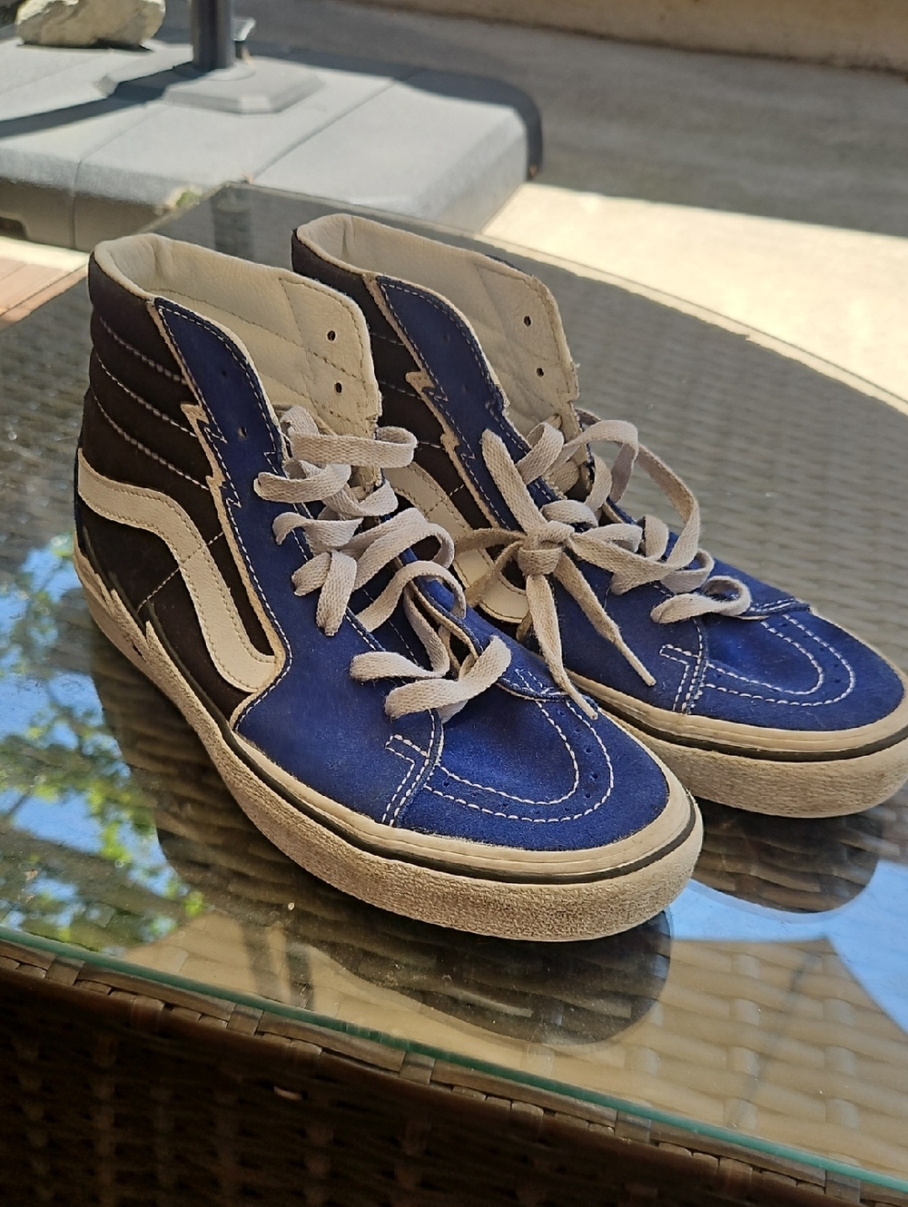 High-Top Vans - Blue and Black Mens Size 8, Women 9.5